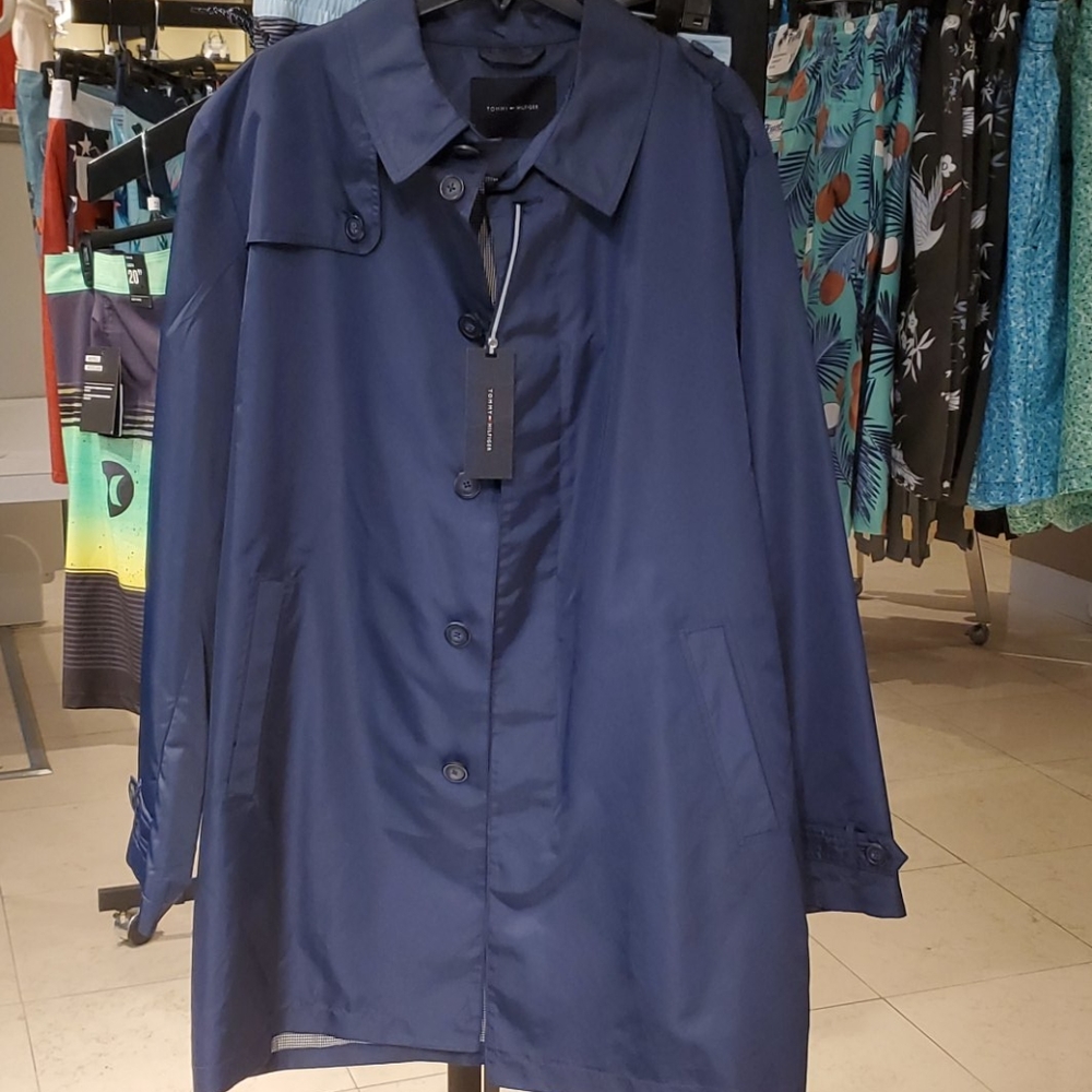 NWT! Tommy Hilfiger Fletch Solid Rain Coat Blue - Picture 8 of 8